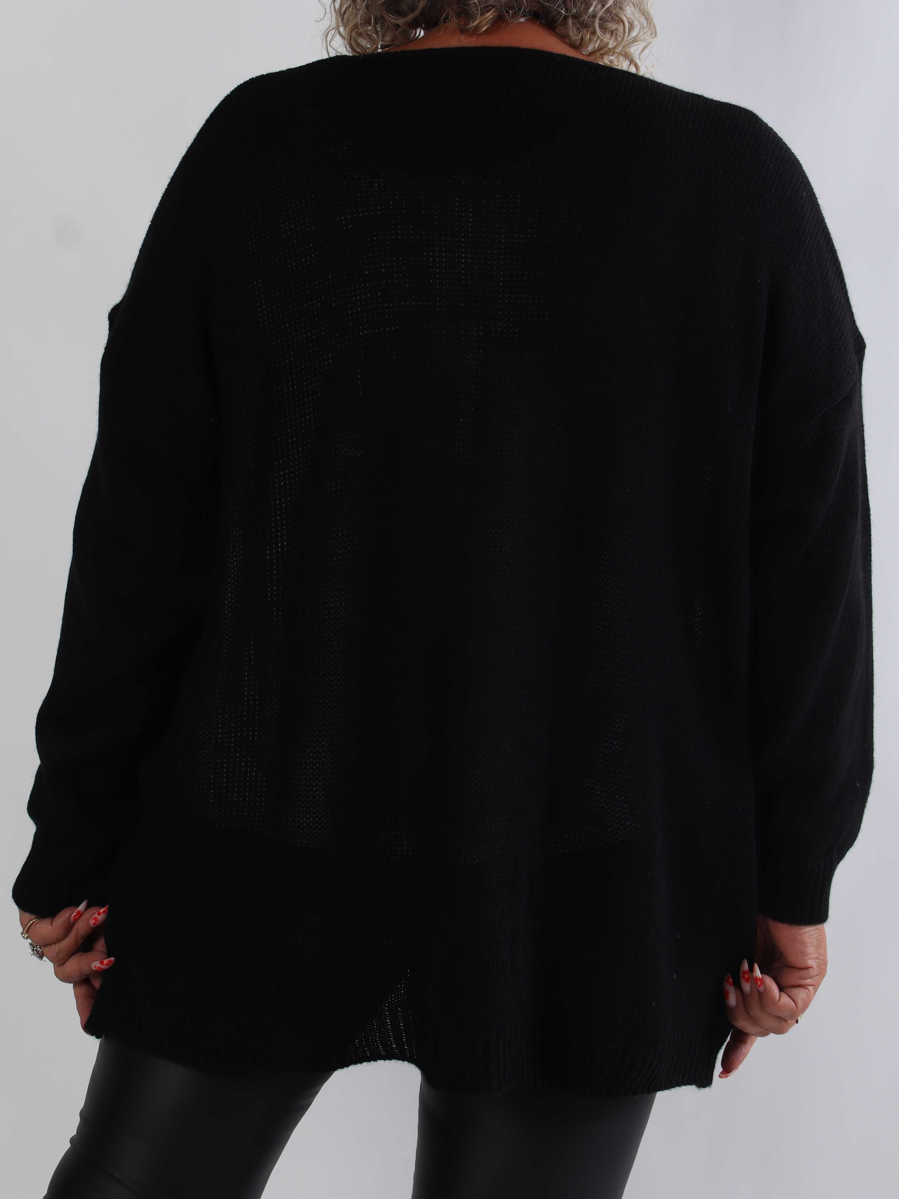 Rosaline - Sød plus size strikcardigan med fine hjerter og knaplukning